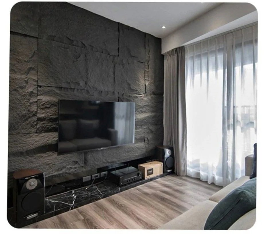 Charcoal PU stone TV wall