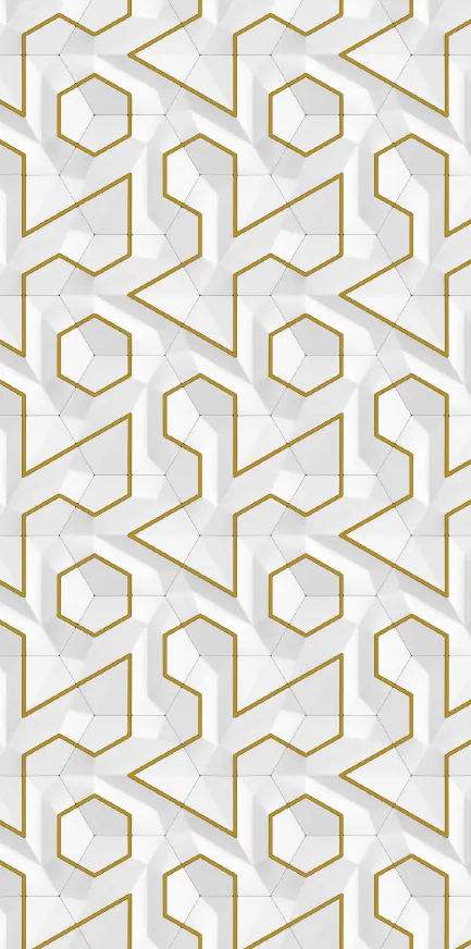 MT9006-1-G - White 3D & Gold Pattern