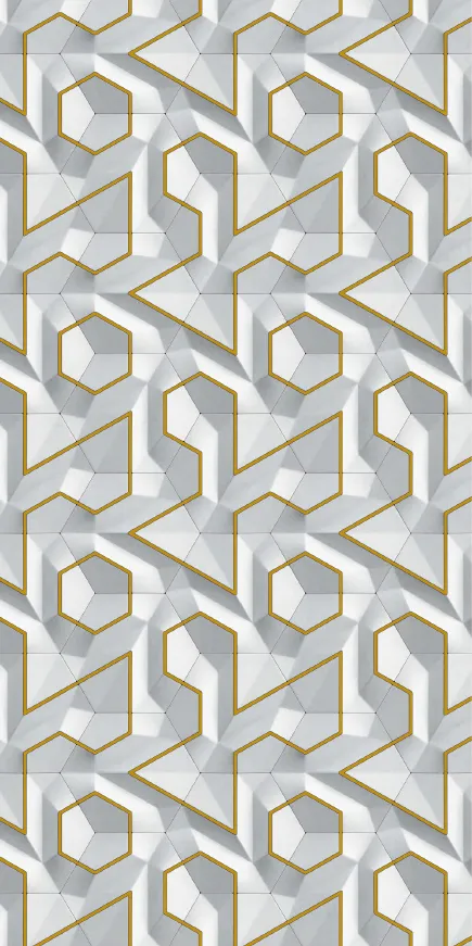MT9006-G - Light Grey 3D & Gold Pattern