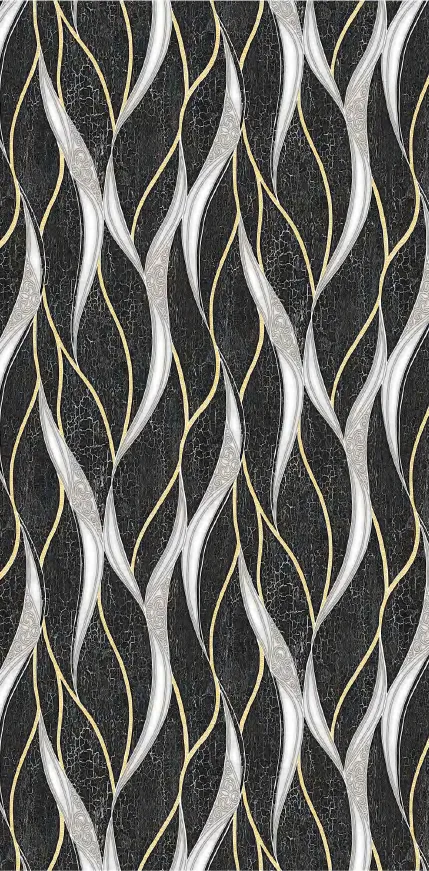 MT9159-G - Black & Silver Wave Pattern