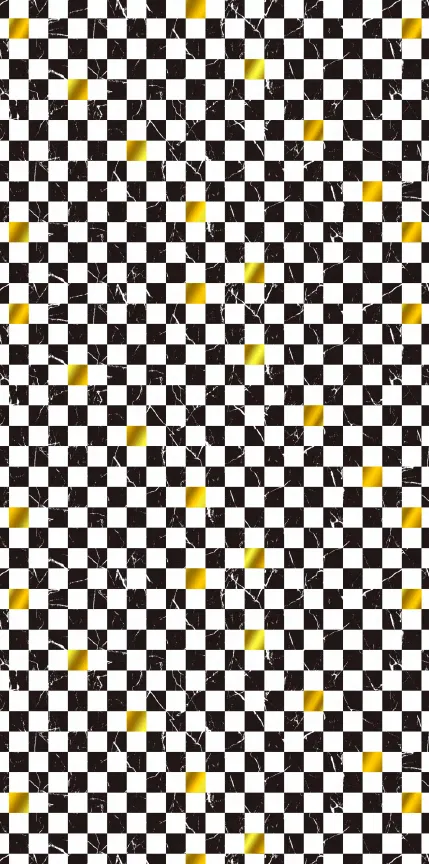 MT9167-G - Black & White Checker Gold Pattern